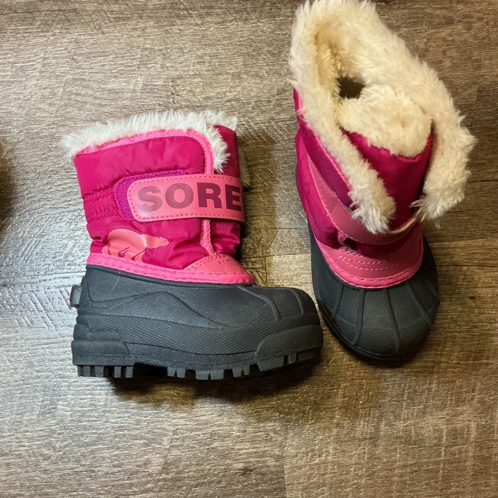 Sorel Snow Commander Toddler Girls Pink  Winter Snow Boots Size 6